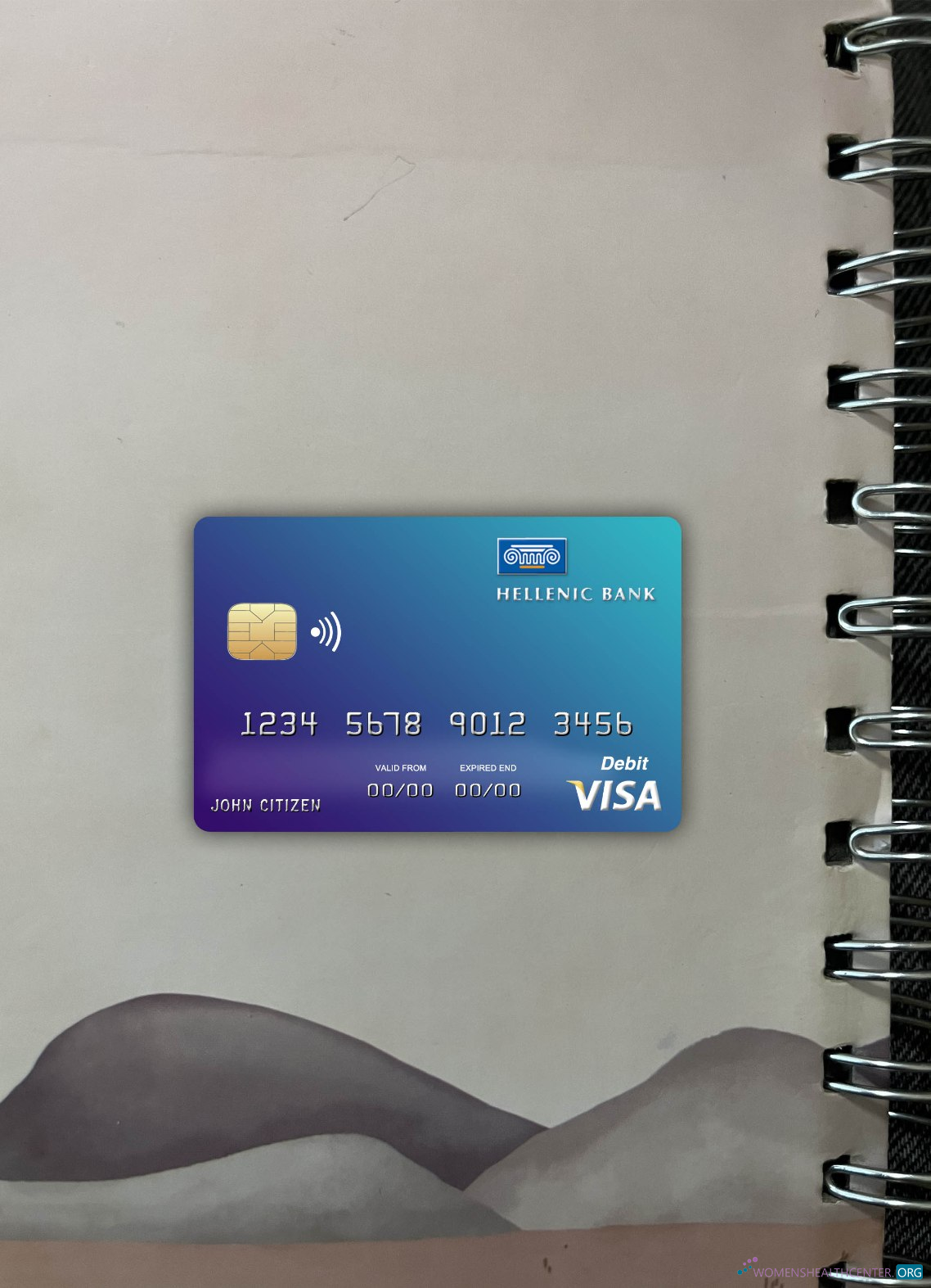 Download Cyprus Hellenic bank visa card photolook front Photoshop template